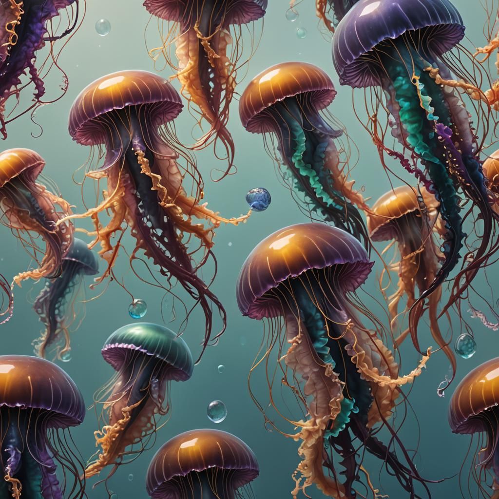 Fantastical Jellyfish Animal Hybrid in Detailed Painting