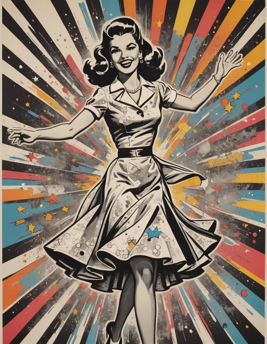1950s Swing Dancer in Pop Art Style