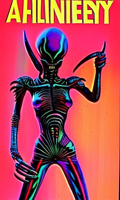 Alien Insect Woman in Retro Sci-Fi Art
