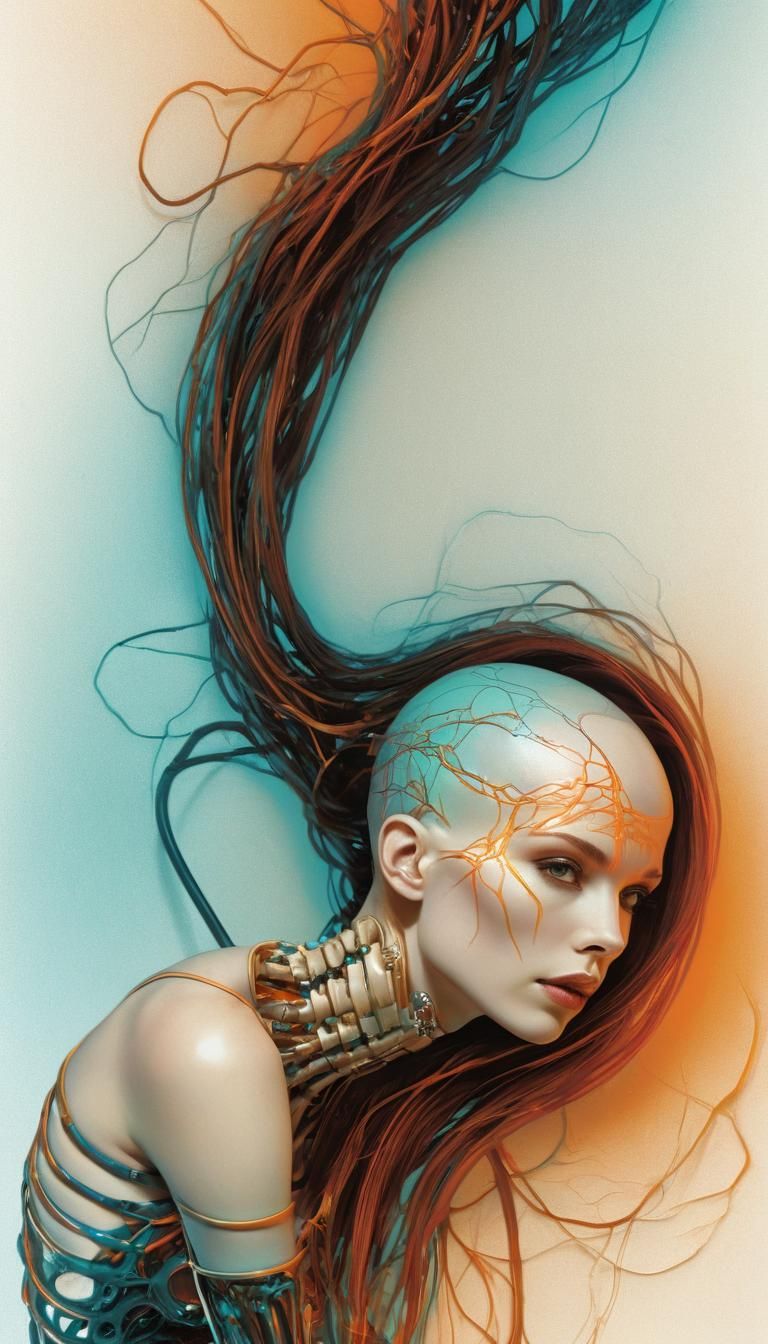 Anatomical Woman in Hidden Lab: Cyberpunk Art