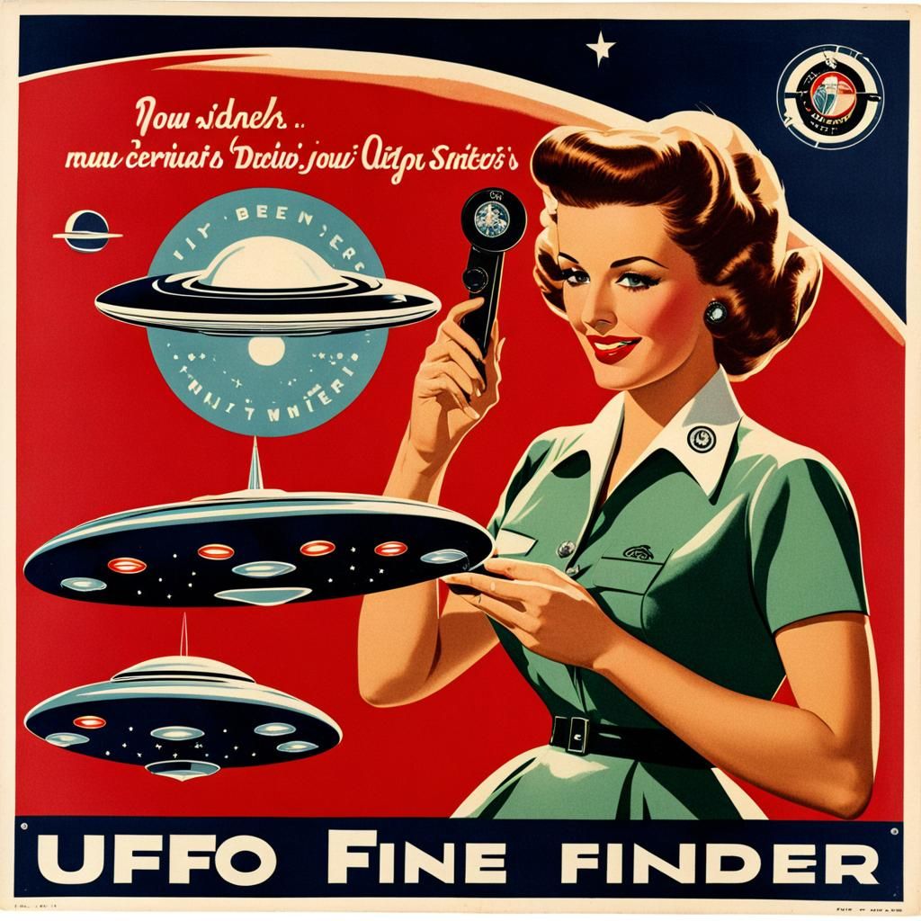 Retro UFO Finder Badge Advertisement