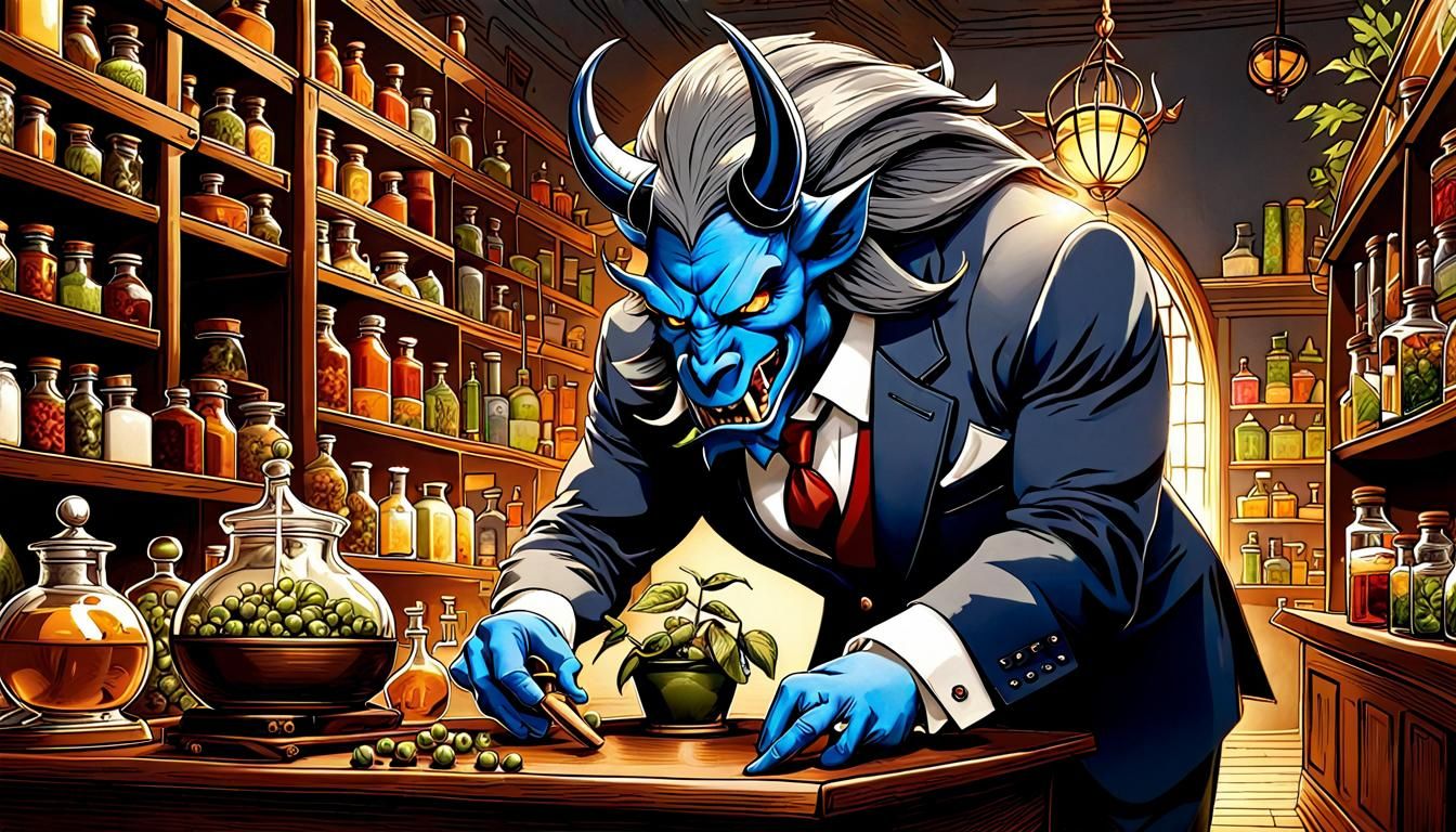 Demonic Apothecary in Film Noir Style
