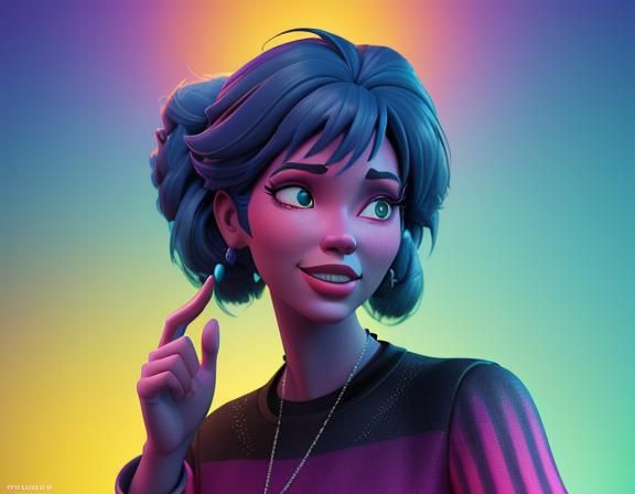 Singing Girl in Pixar-Style 3D Digital Art
