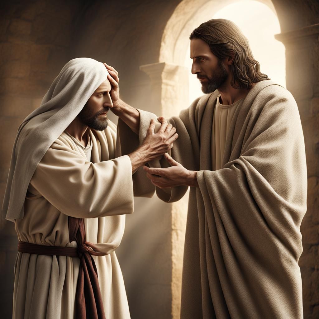 Jesus Christ Healing a Blind Man