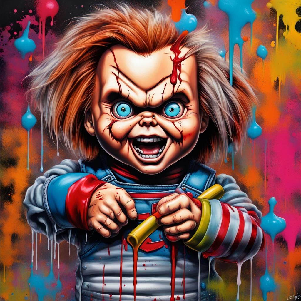 Chucky Doll Graffiti Art in Street Style