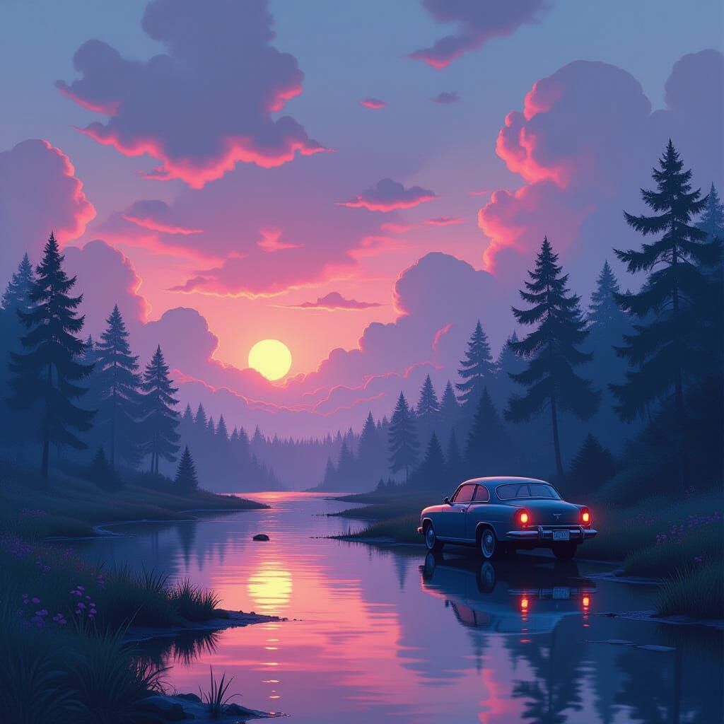 Mysterious Surreal Dreamscape with Vibrant Colors