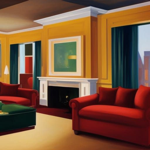 Edward Hopper Style Luxurious Living Room