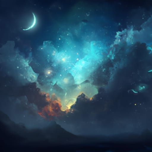Epic Night Sky Digital Matte Painting