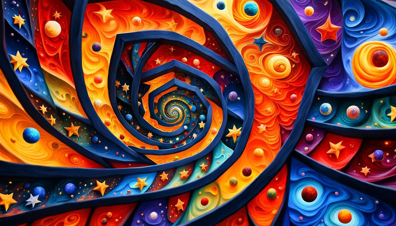 Fractal Starscape in Impasto Style, Cosmic Energy