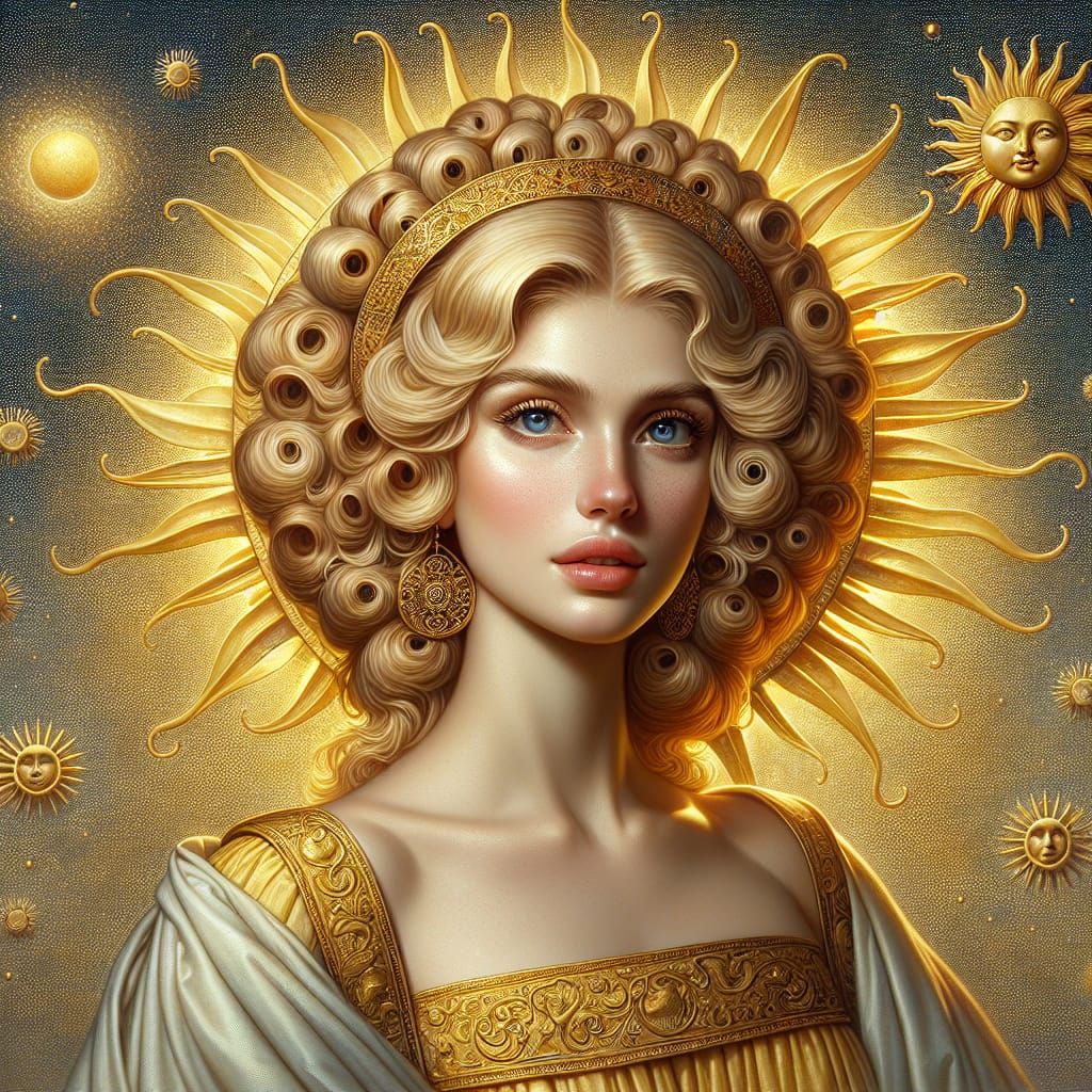 Georgian Solar Goddess Barbale in Golden Radiance