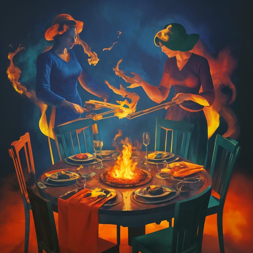 Fiery Furniture: A Surrealist Composition