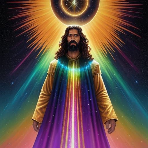 Jesus Blesses Cosmic Dawn as Galaxy Fades