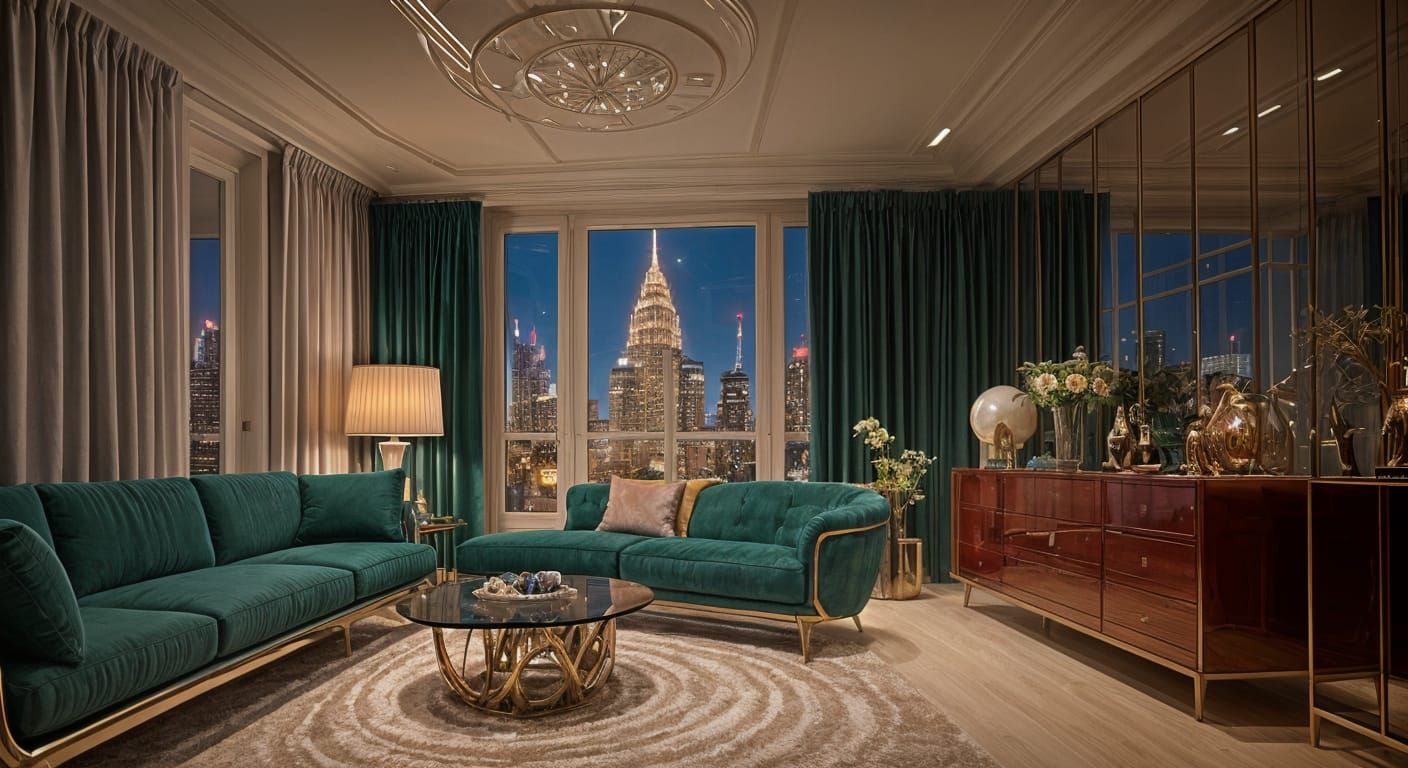 Sleek Futuristic Living Room in Modern Space Age Style on Ch...