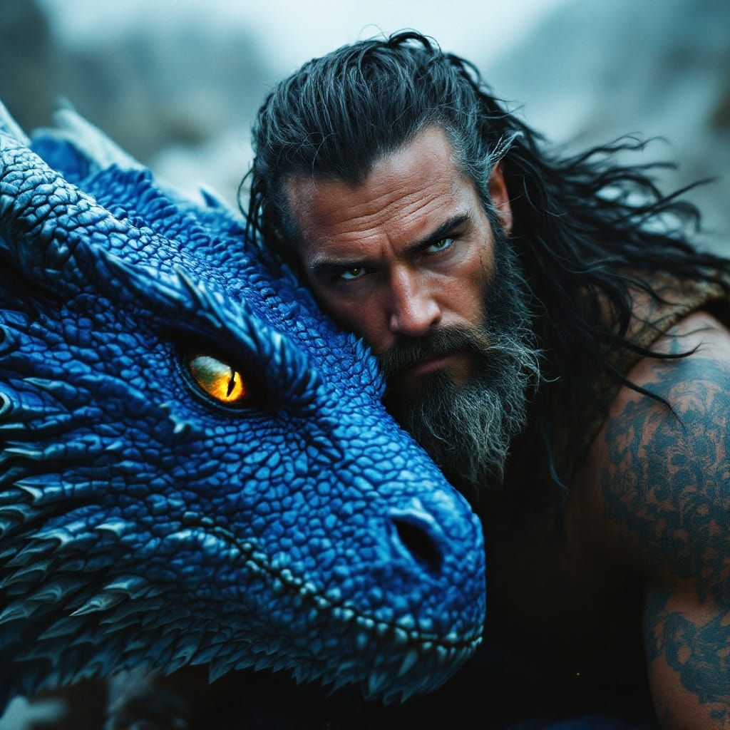 Dramatic Dragon Rider in Cinematic Style