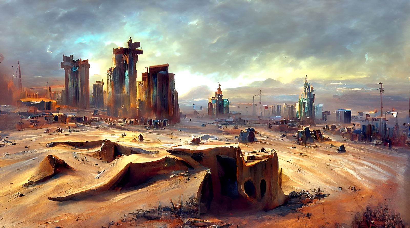 Ruined Desert City: Matte Painting by Vasilyev