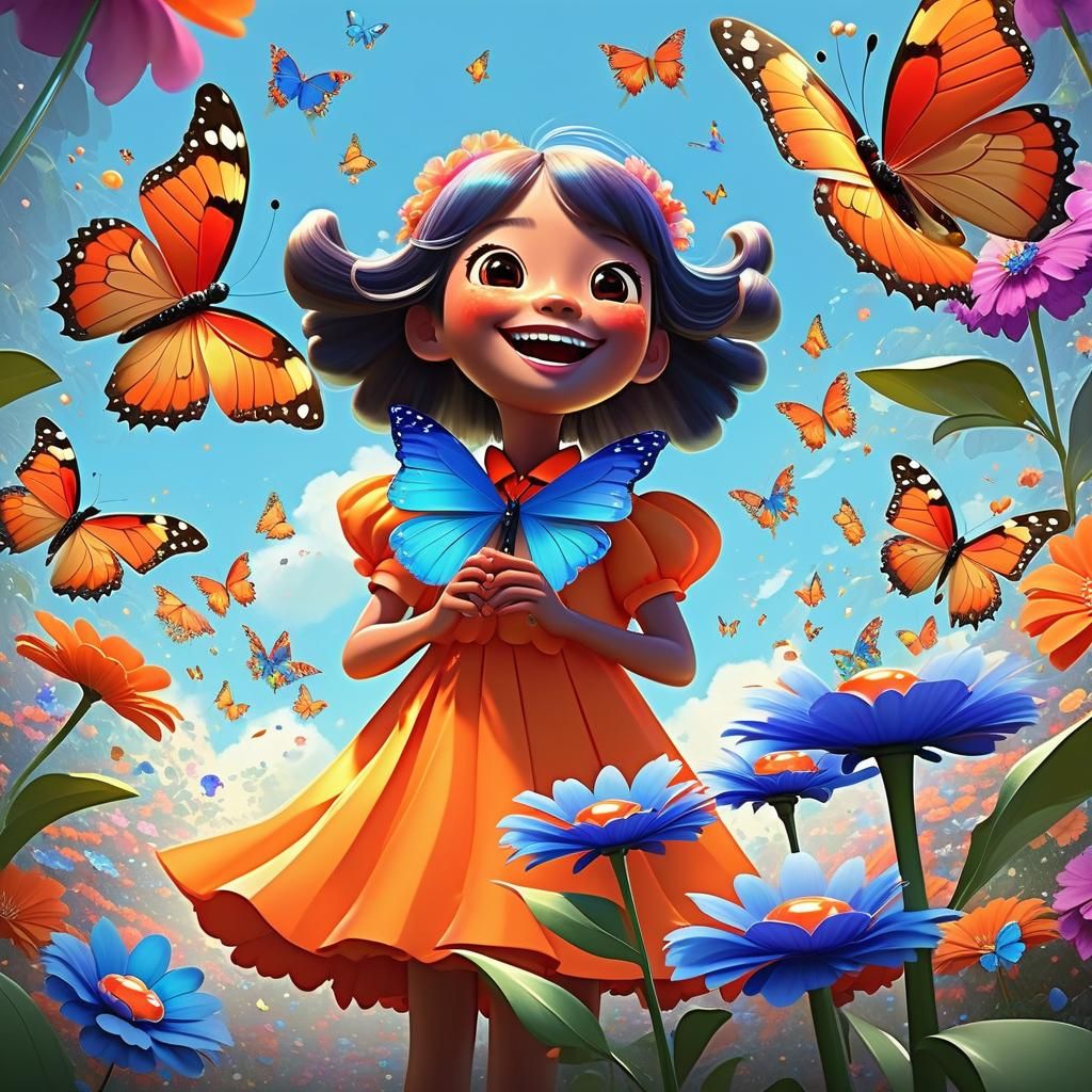 Whimsical Butterflies and Girl by Fantasy Flower