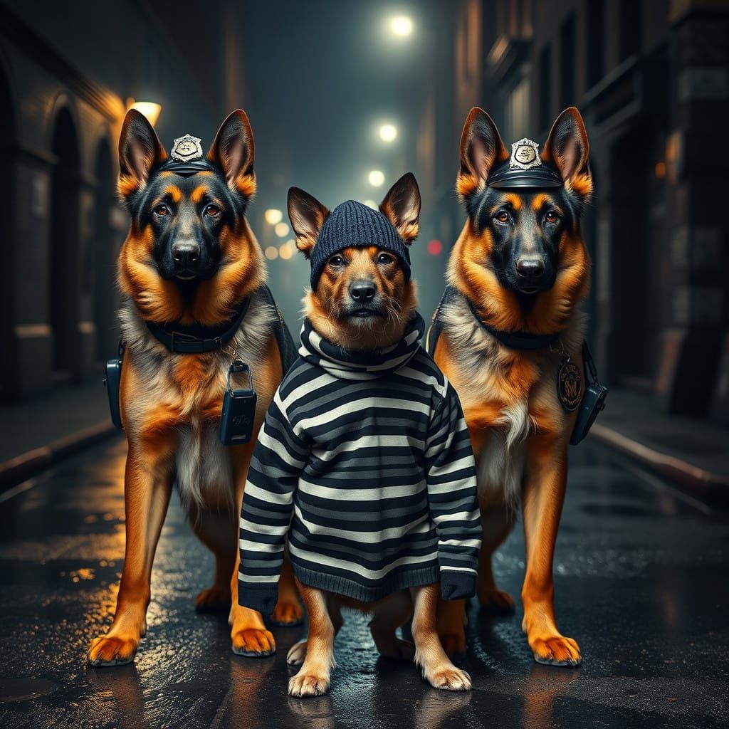 German Shepherds Arrest a Burglar in Hyper-Realistic Police ...