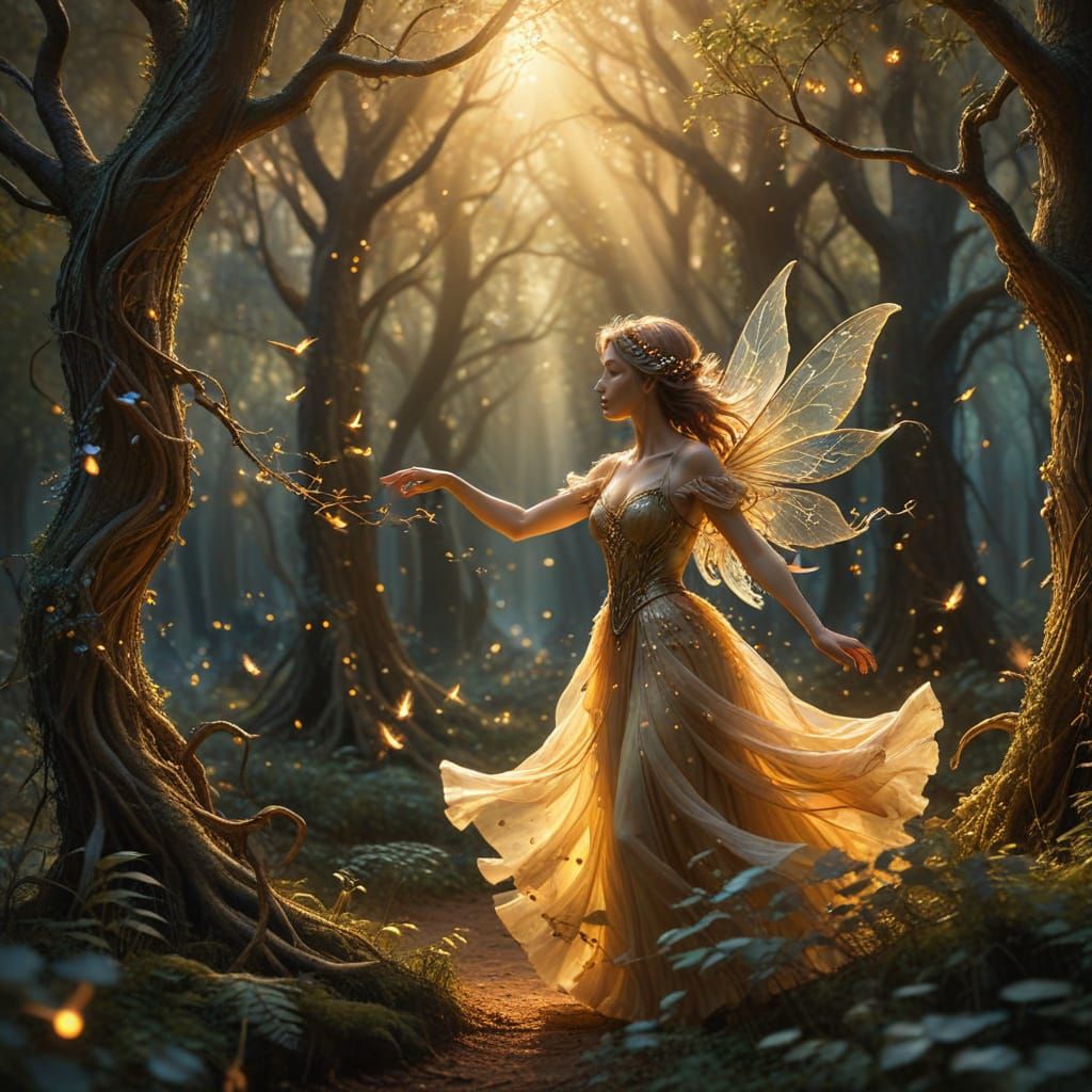 Whimsical Fairy in Enchanted Forest