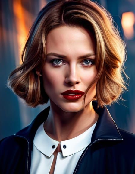 Hungarian Girl Portrait in Stained Glass Style