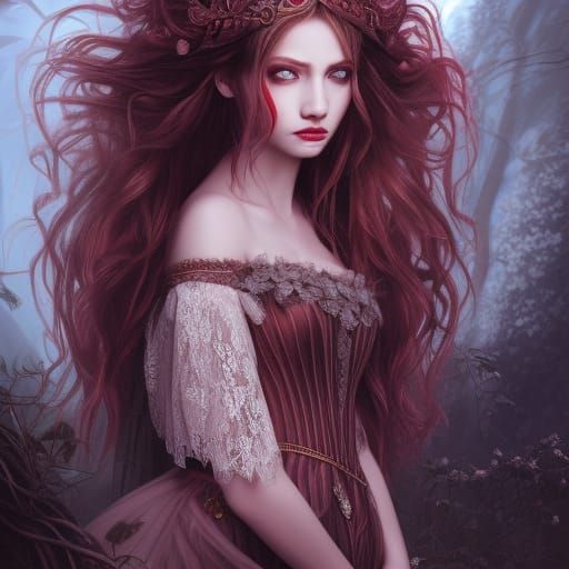 Captive Princess with Red Eyes: Fantasy Art