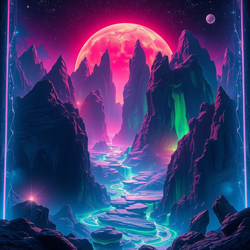 Ethereal Futuristic Landscape in Vibrant Hyper-Detailed Styl...