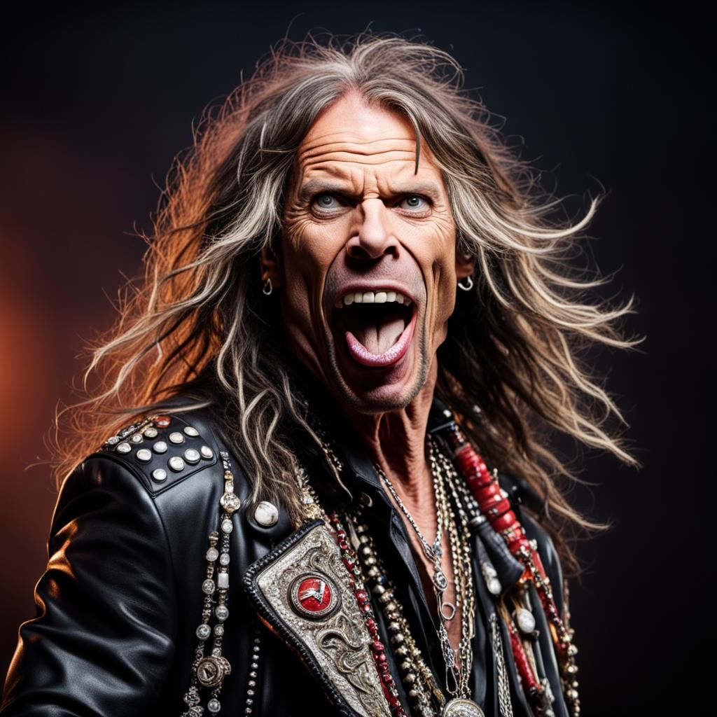 Hyperrealistic Portrait: Steven Tyler's Funny Grimace