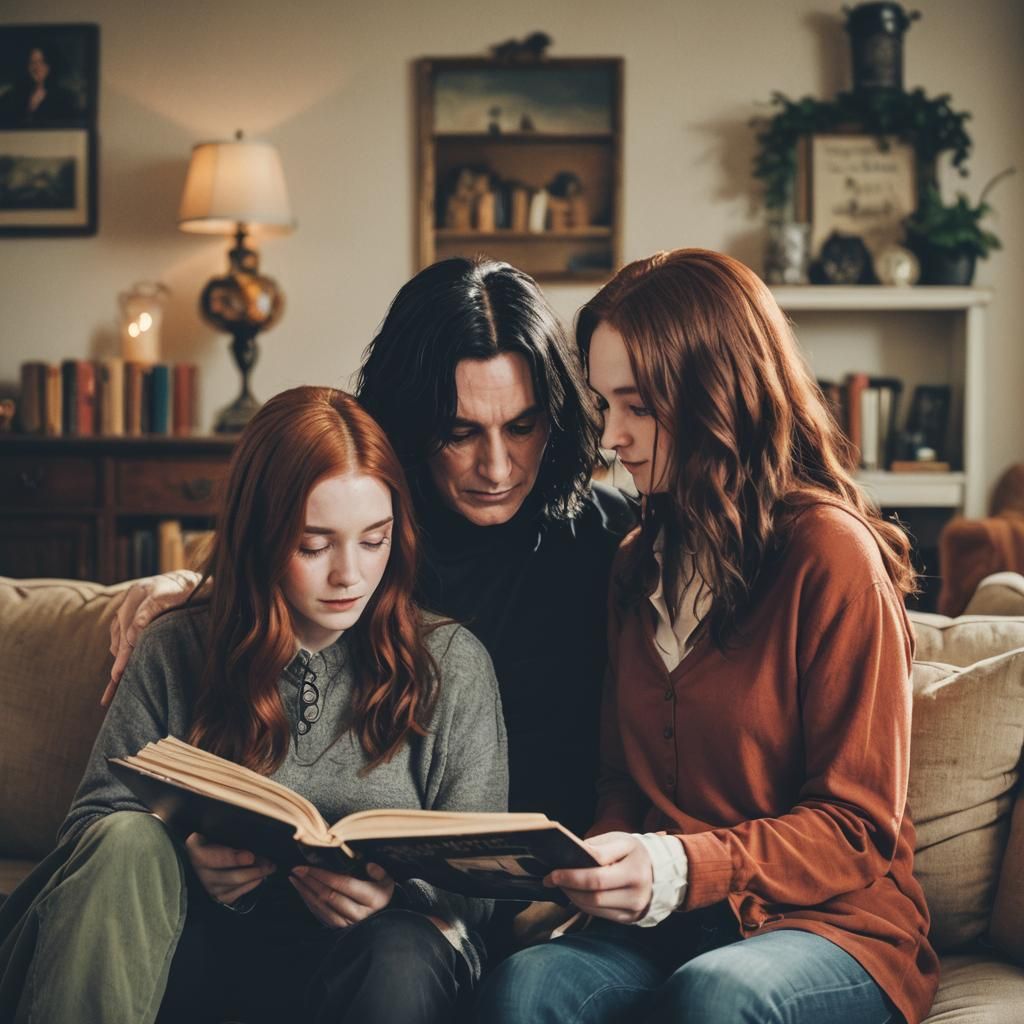 Lily Evans and Severus Snape Reading at Home