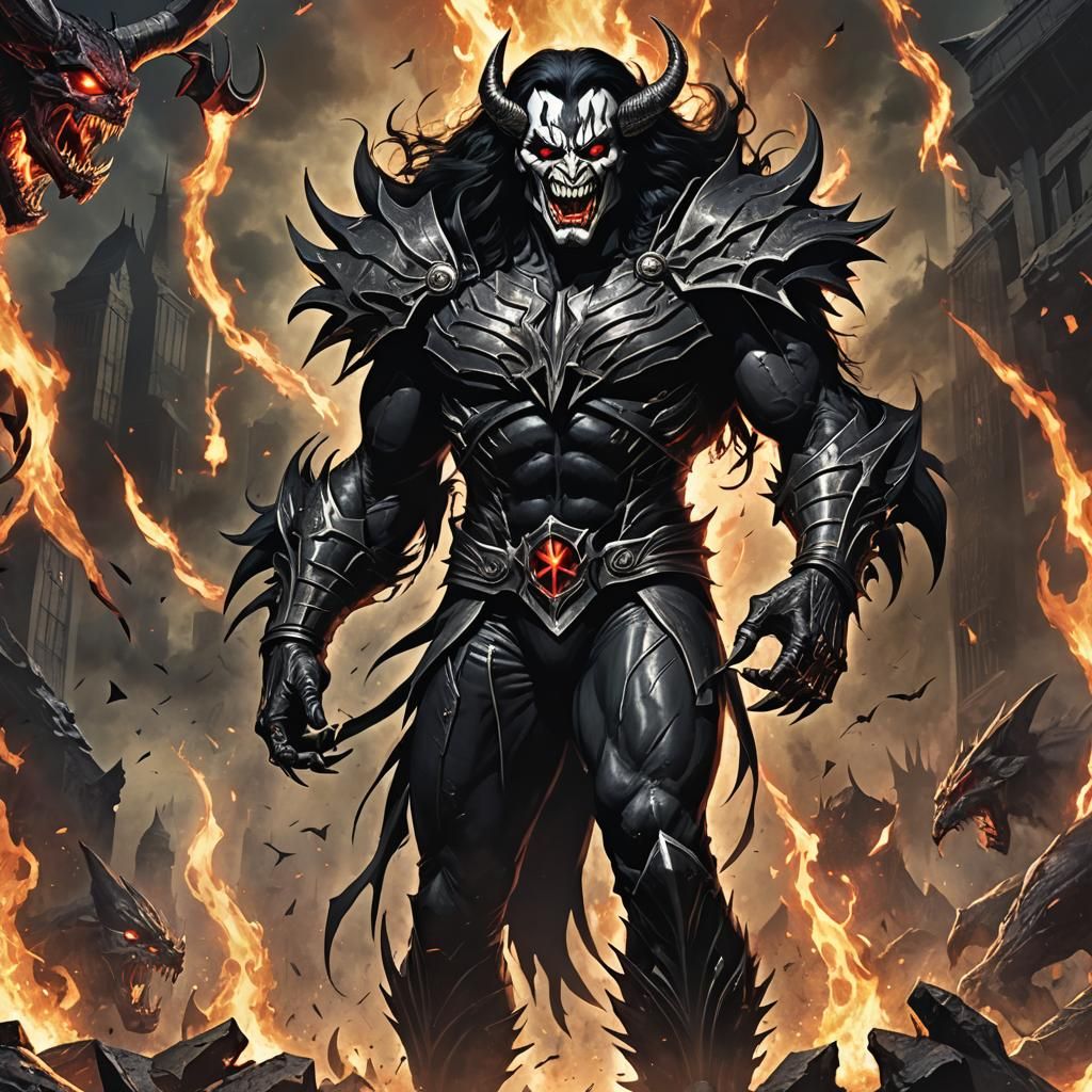 Cinematic Demon with Superhuman Powers in Dark Fantasy Art