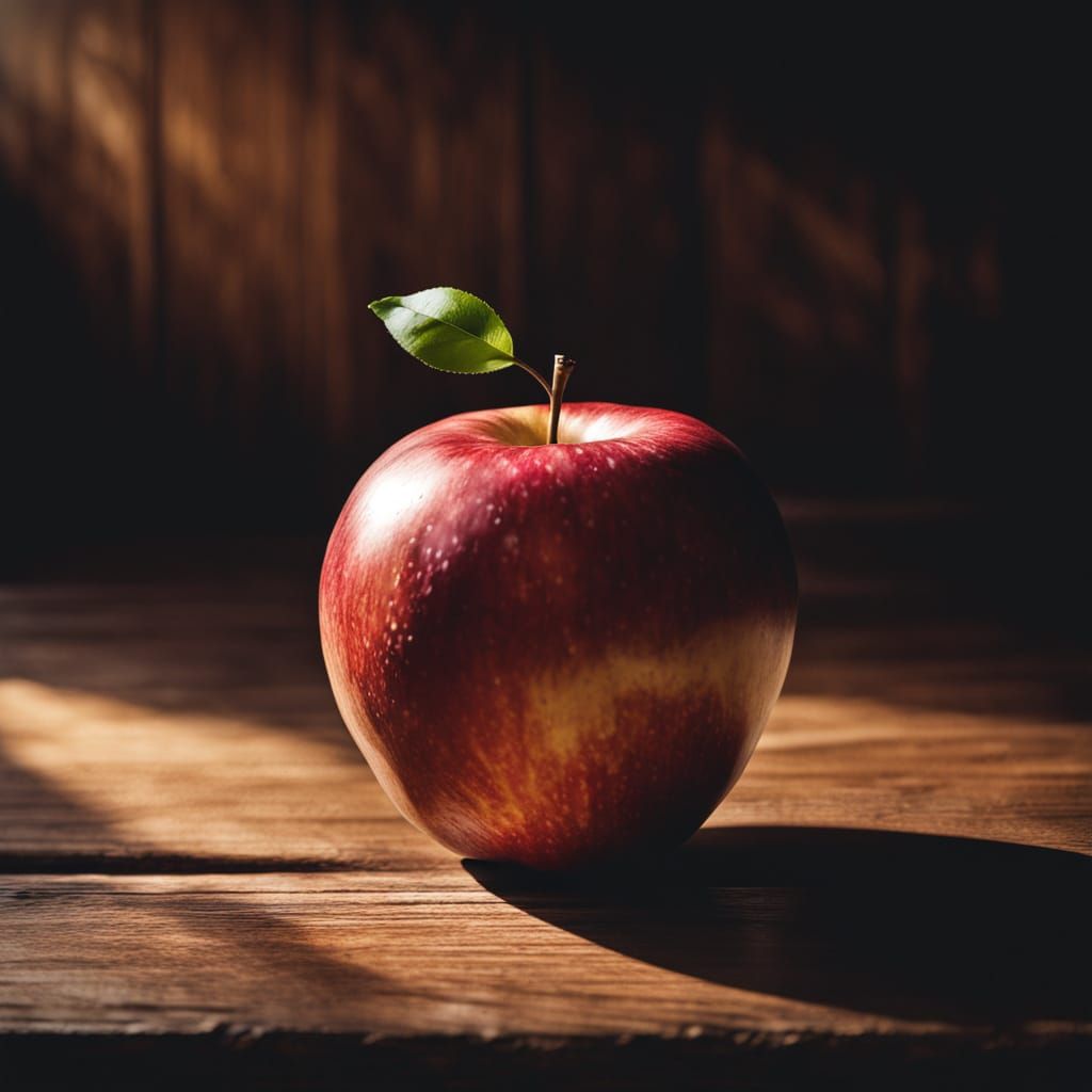 Warm Still Life of a Perfectly Ripe Apple