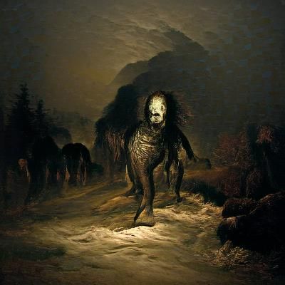 Horrifying Skin Walker in Dark Fantasy Style