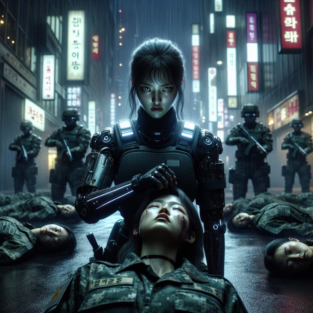 Futuristic Korean Soldier Confronts Robot in Hyperrealistic ...