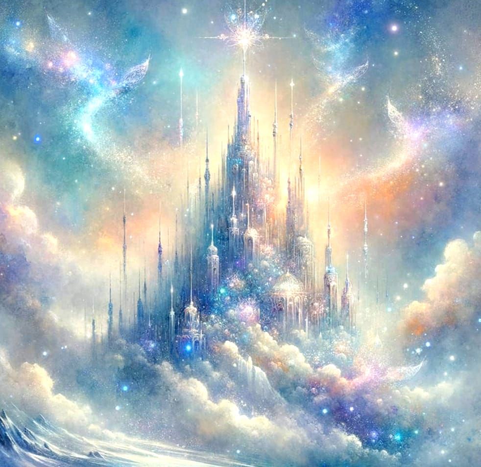 Dreamy Winter Fairy Castle in Impressionist Watercolour
