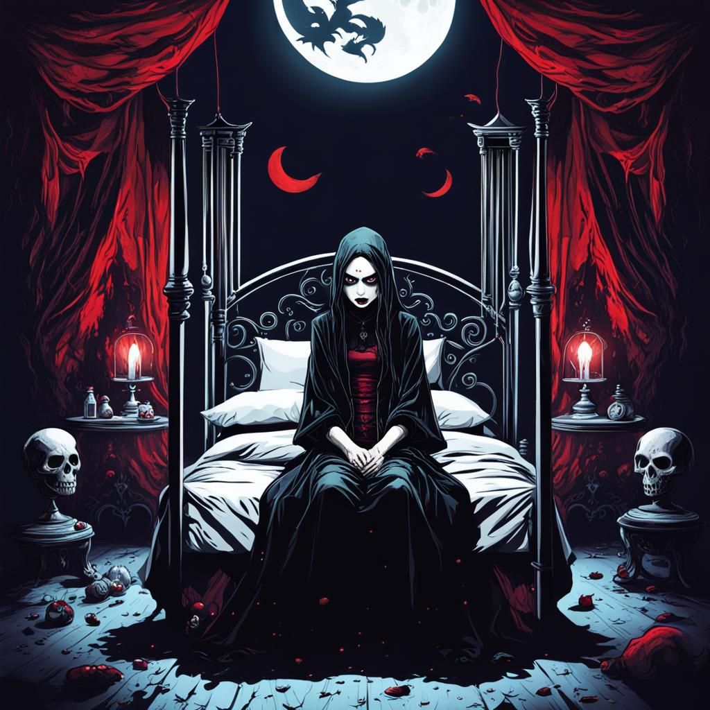 Gothic Priestess of the Dark in Dark Fantasy Style