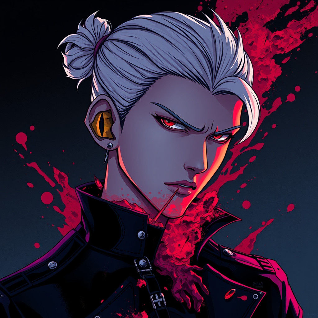 Anime Man Suffers Crimson Affliction with Yellow Eye