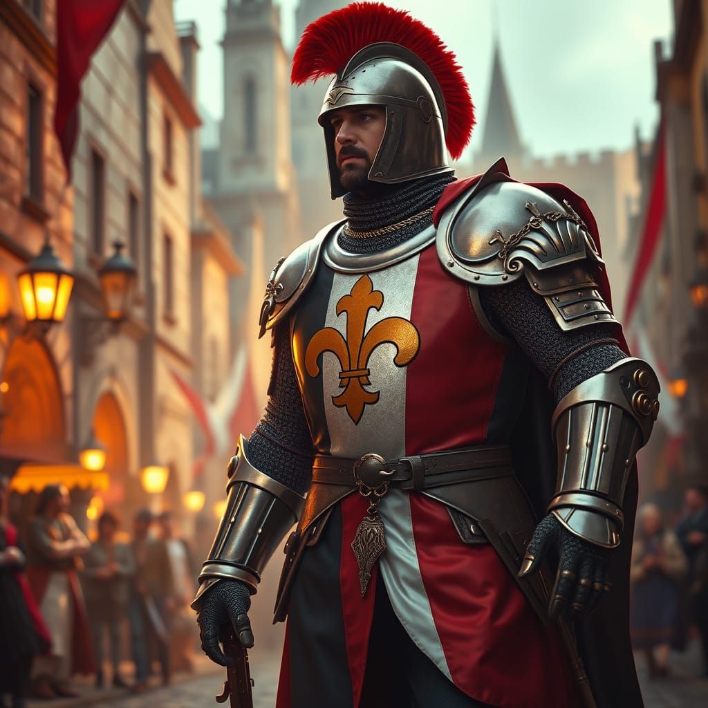 Dashing French Knight in Resplendent Armor