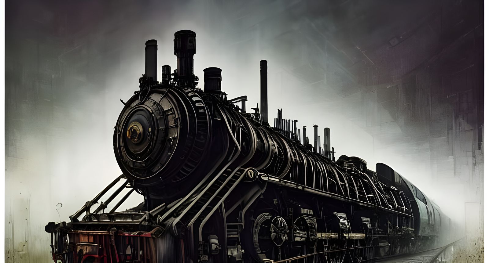 Biomechanical Locomotive Inspired by Giger, Digital Art