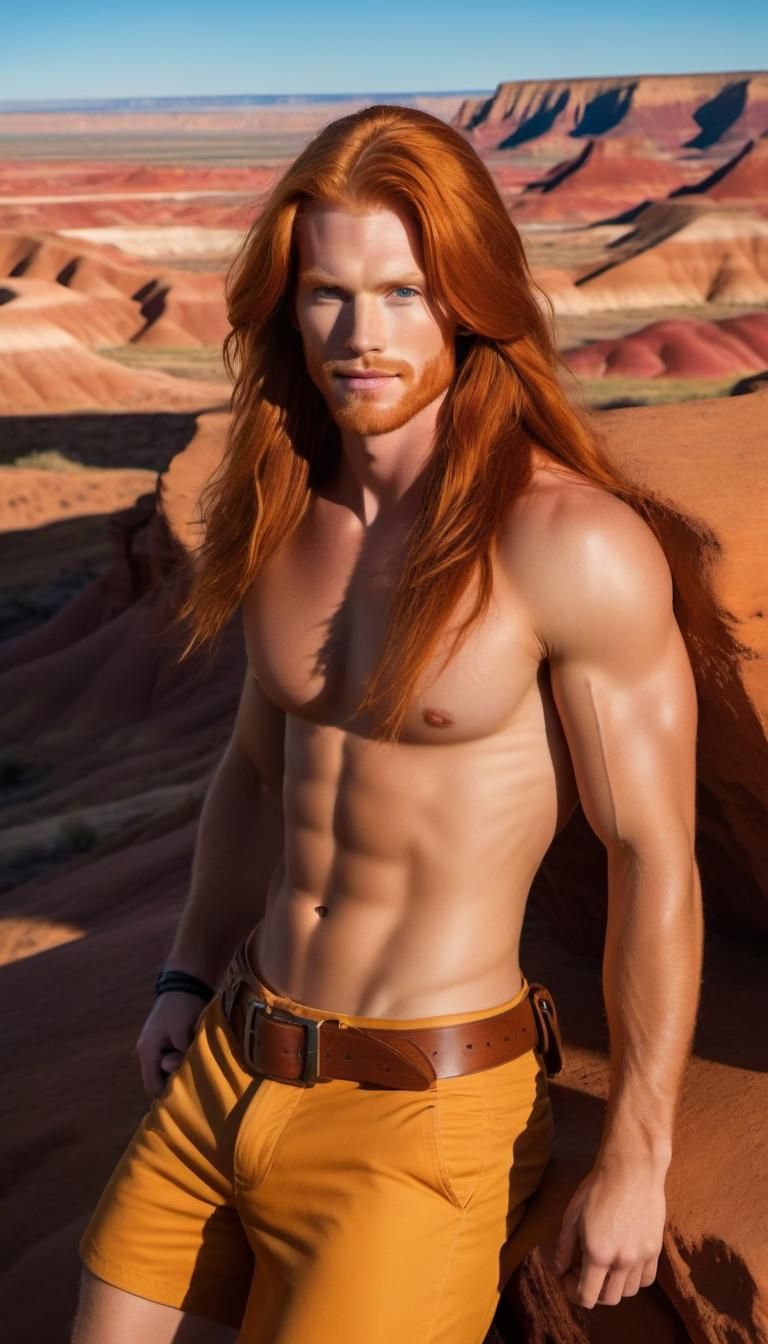 Ginger man at painted desert in Arizona
