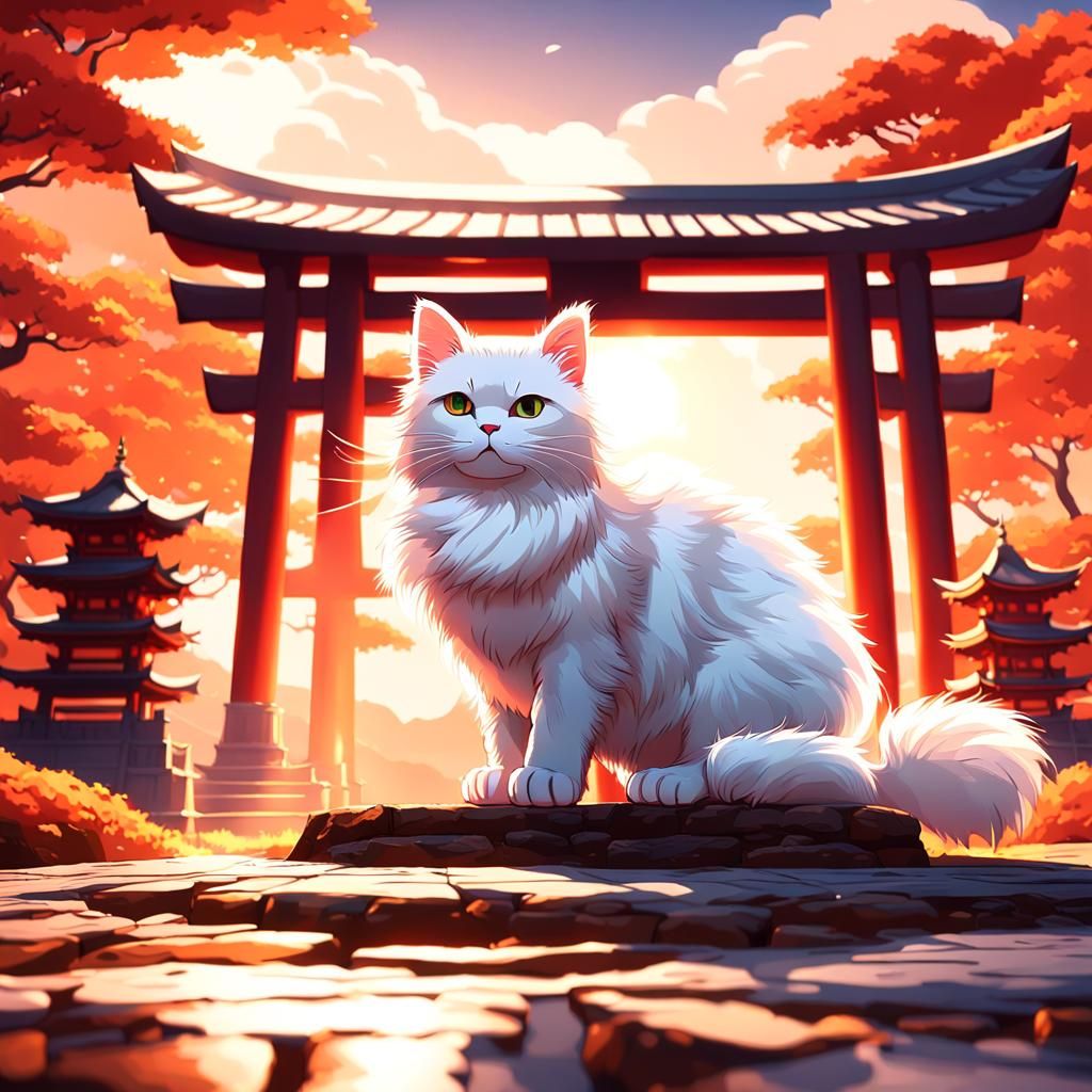 White Cat at Torii Gate Concept Art