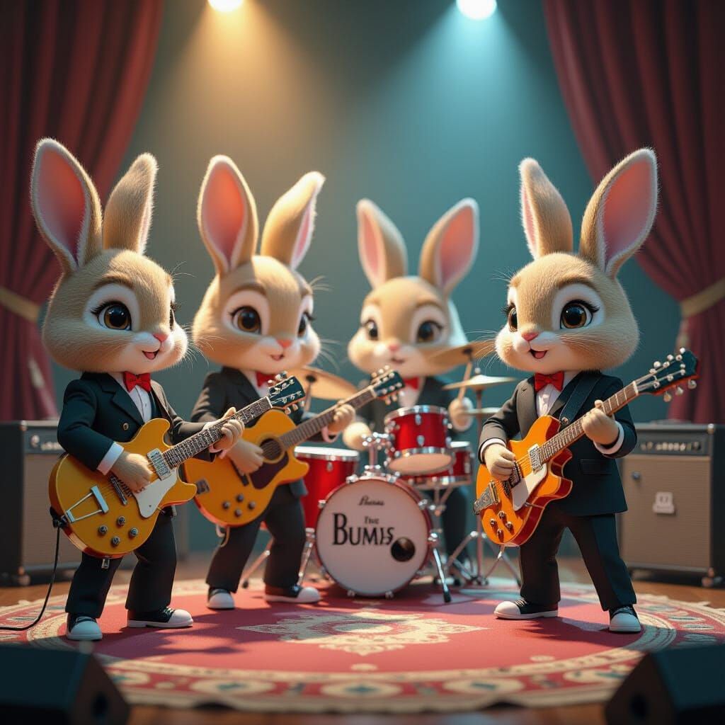 Chibi Anthropomorphic Rabbits as The Beatles