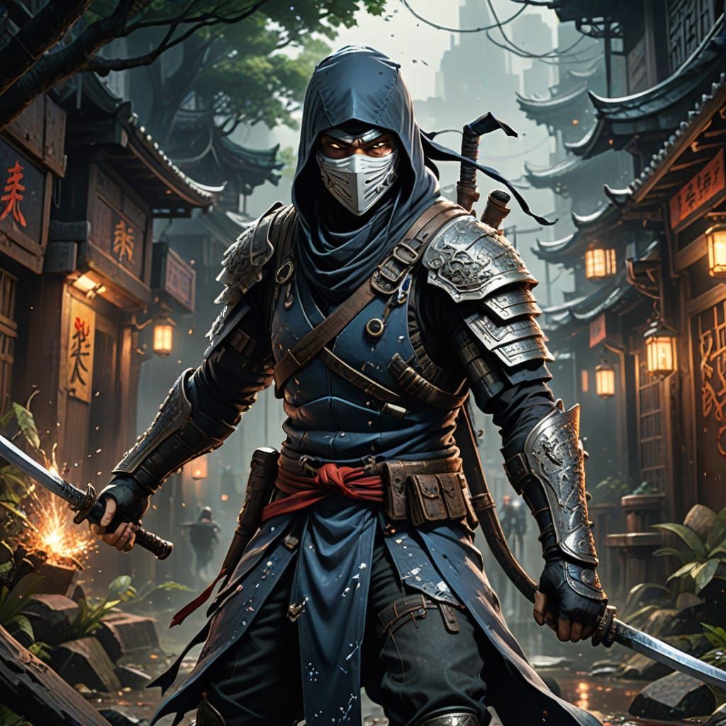 Dynamic White Ninja in Perfect Comic-Style Illustration of J...