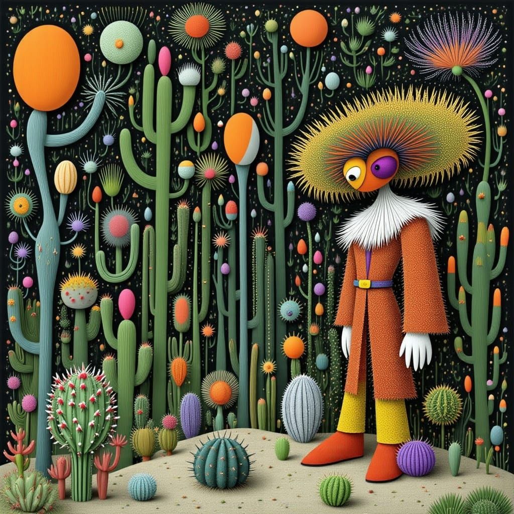 Cactus People in a Doll-like Style