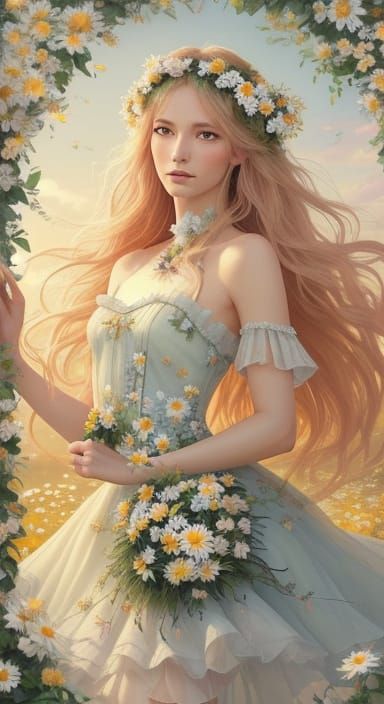 Ethereal Floral Woman: A Botanical Masterpiece