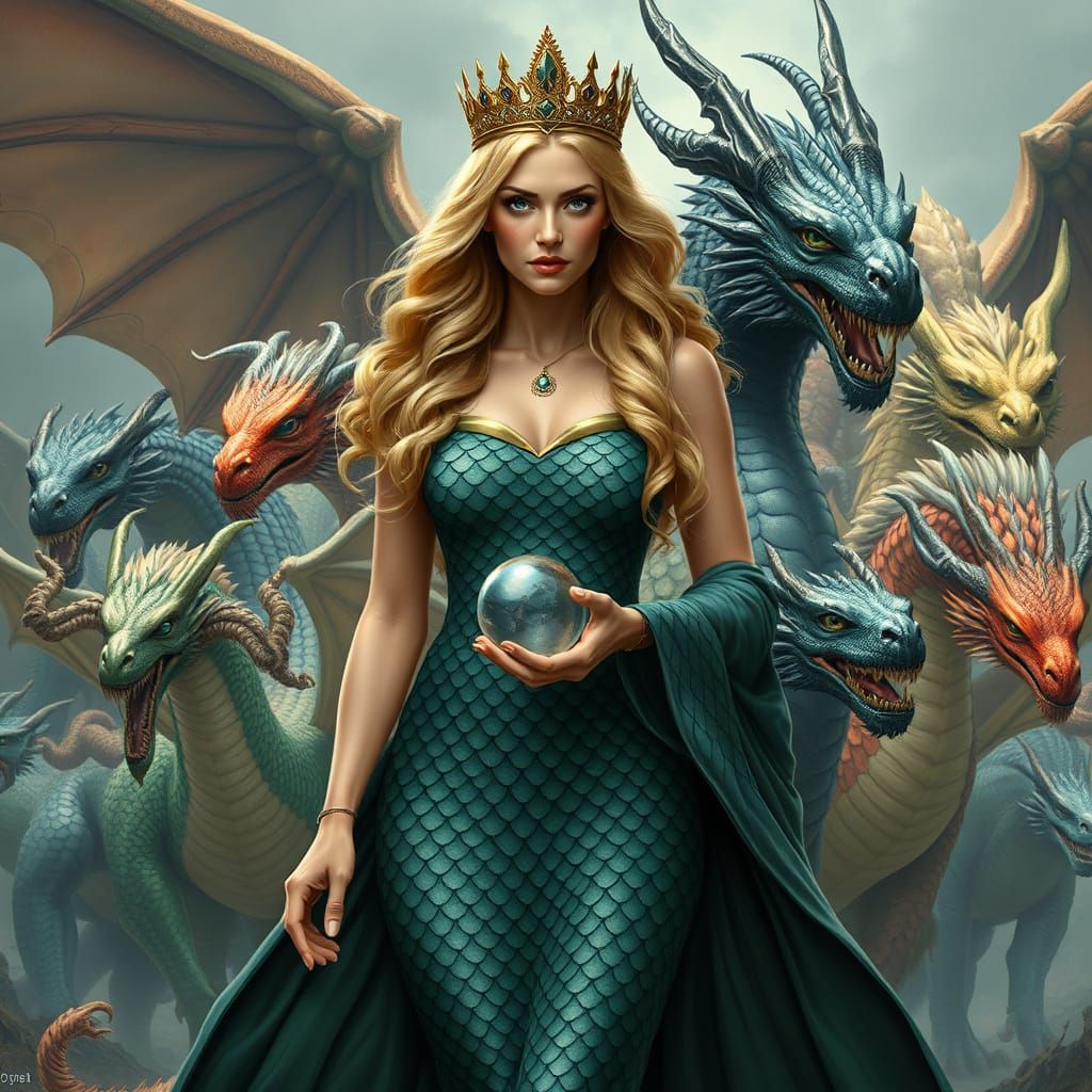 Dragon Queen with Her Army, Photorealistic Fantasy
