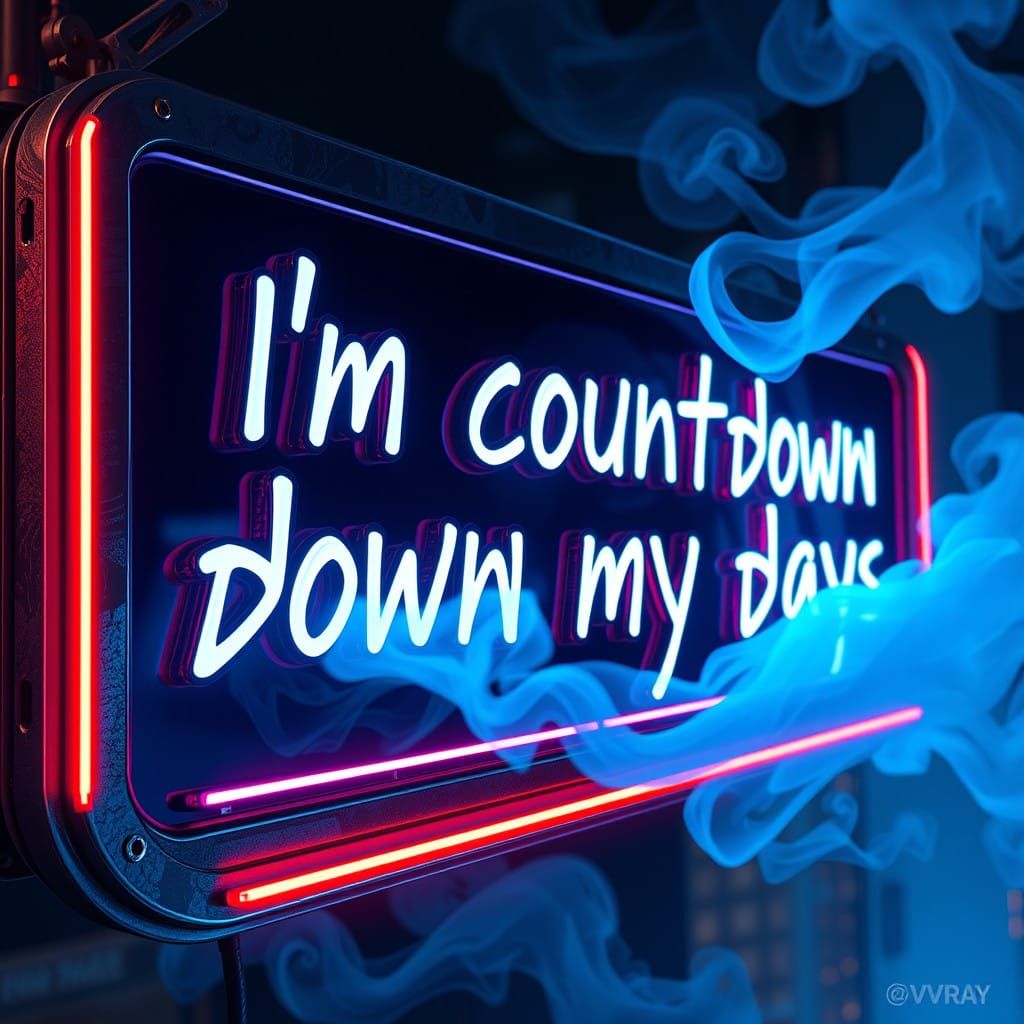 Mournful Neon Sign in Dystopian Futurism Style