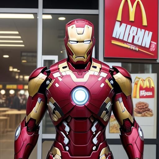 Iron Man at McDonald's in Anime Style