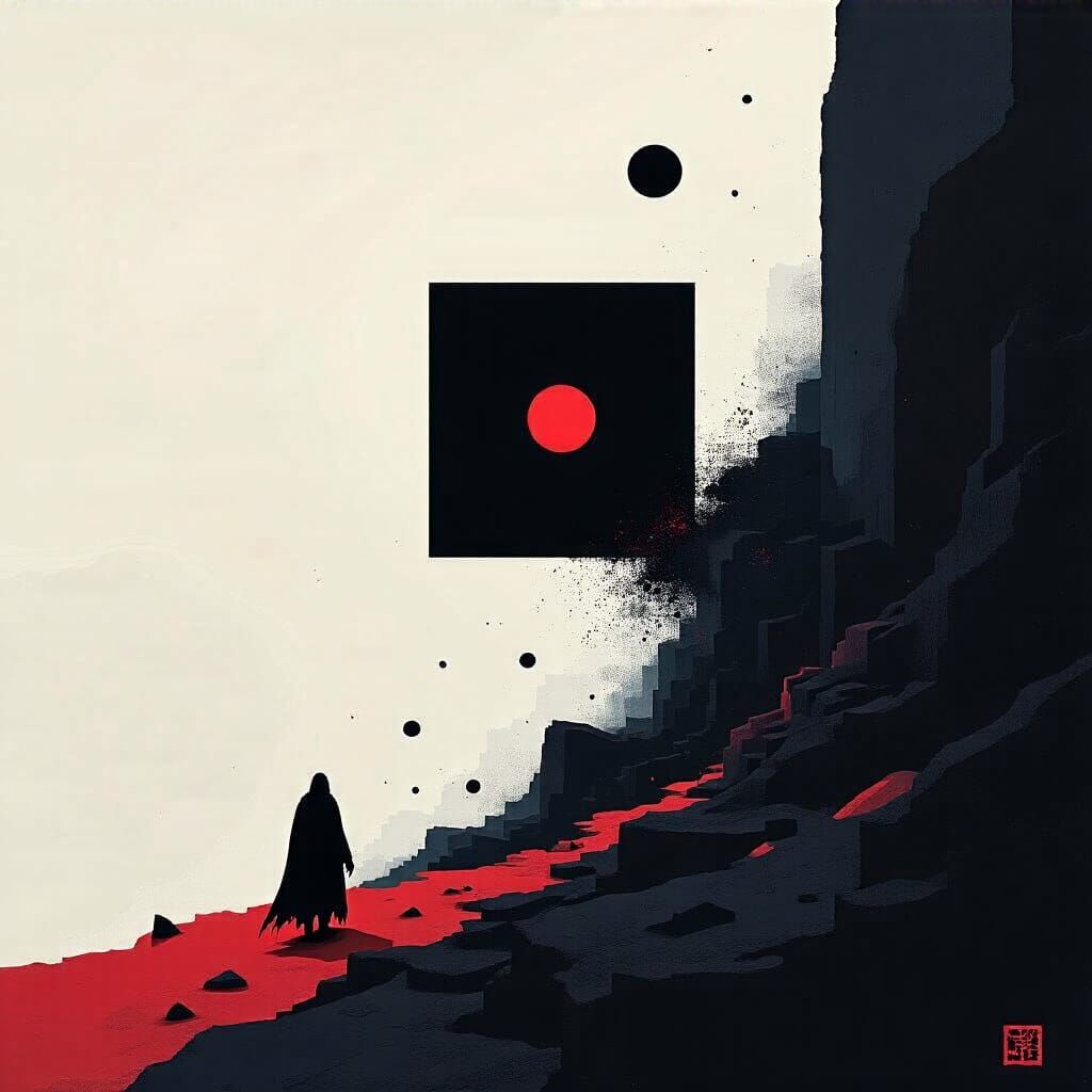 Grimdark Scene in Suprematist Style