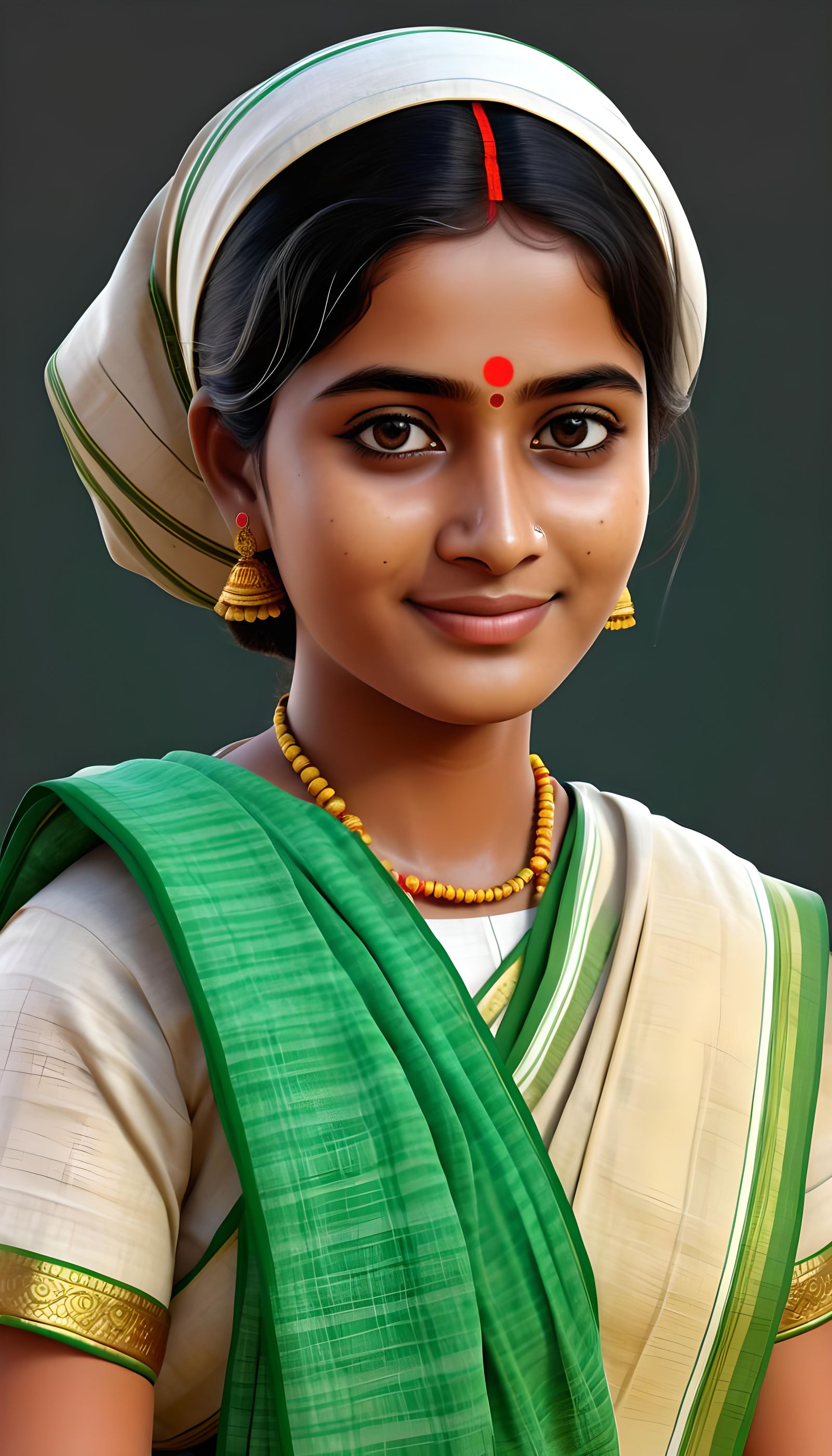 Realistic Portrait of a Bengali Servant Woman