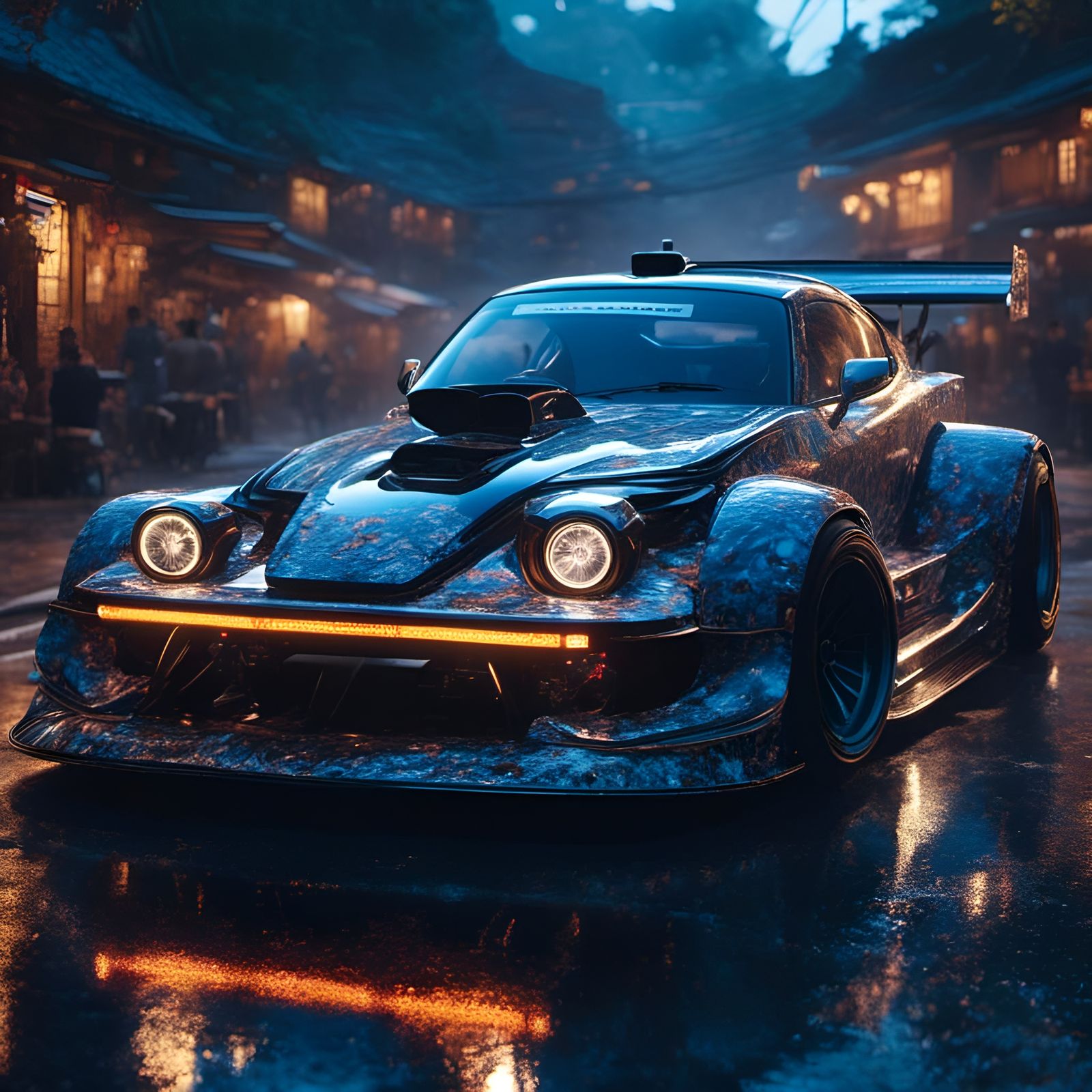 Photorealistic JDM Racing Car on Sunny Street