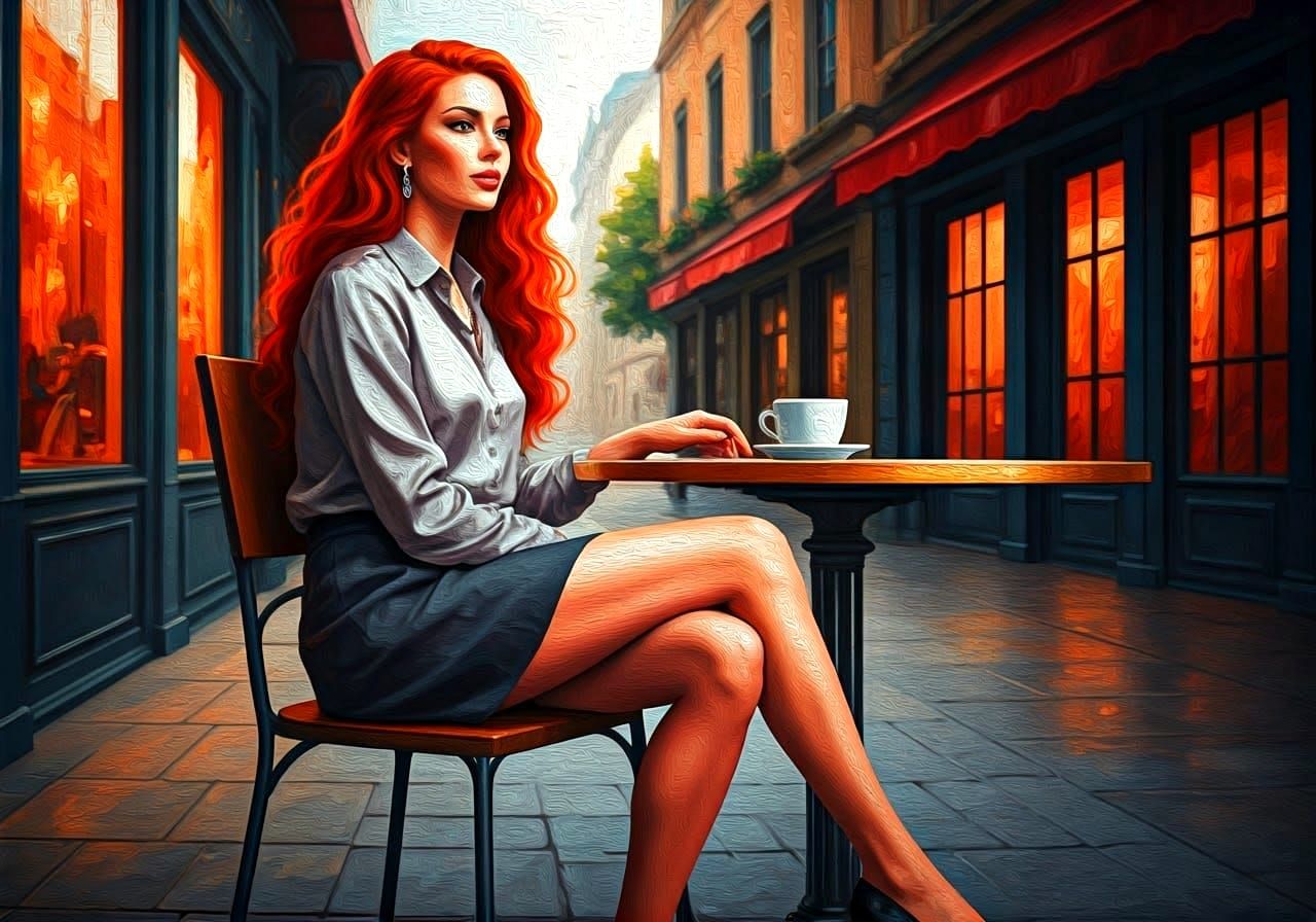 Elegant Woman in Impasto Pop Art Style