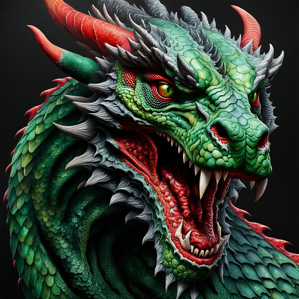 Detailed Dragon Painting in Fantasy Style